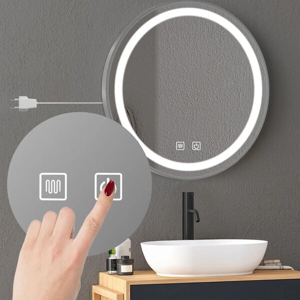 Stensko ogledalo LED 50cm MMJ BRUSH SILVER