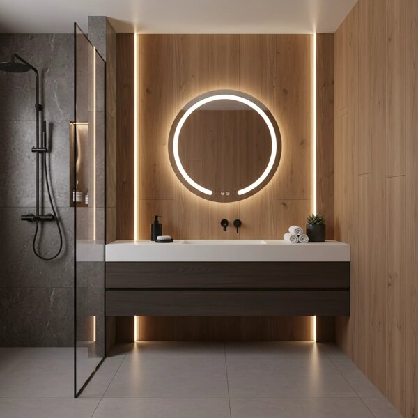 Stensko ogledalo LED 70cm Modern