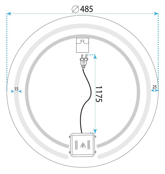 Stensko ogledalo LED 50cm Modern