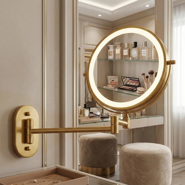 Stensko ogledalo LED Glow Old Gold