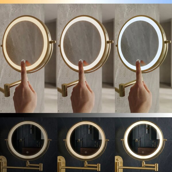 Stensko ogledalo LED Glow Old Gold