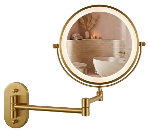 Stensko ogledalo LED Glow Old Gold