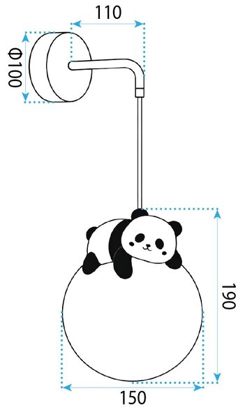 STENSKA SVETILKA APLIK PANDA G163-1W