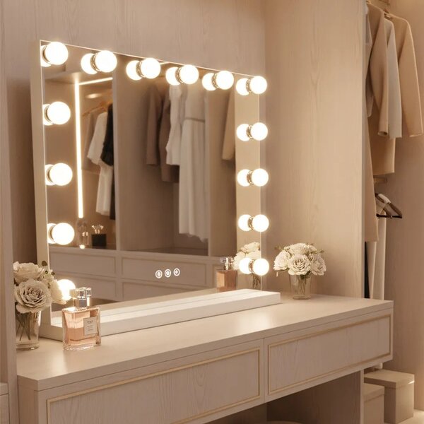 Stensko ogledalo LED HOLLYWOOD White