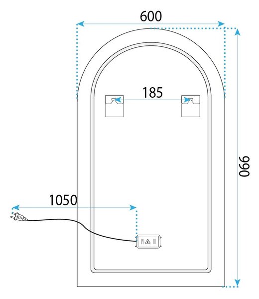 Stensko ogledalo LED 90x60cm TOP-1