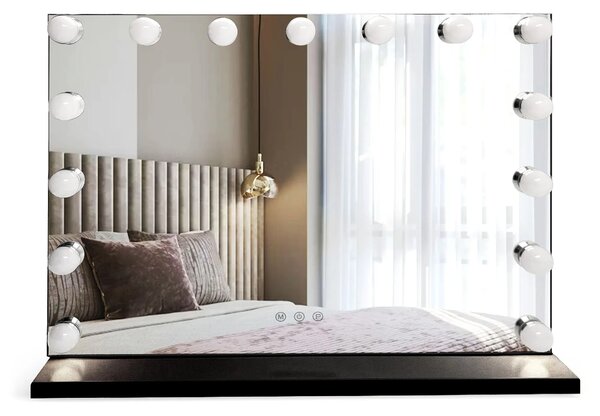 Stensko ogledalo LED HOLLYWOOD Black