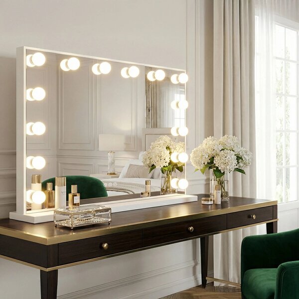 Stensko ogledalo LED HOLLYWOOD White 80x60