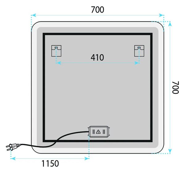 Stensko ogledalo LED 70x70cm TOP-2