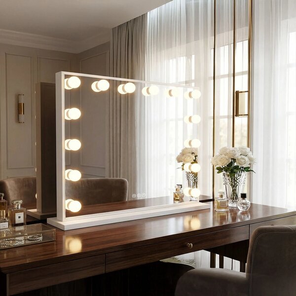 Stensko ogledalo LED HOLLYWOOD White 80x60