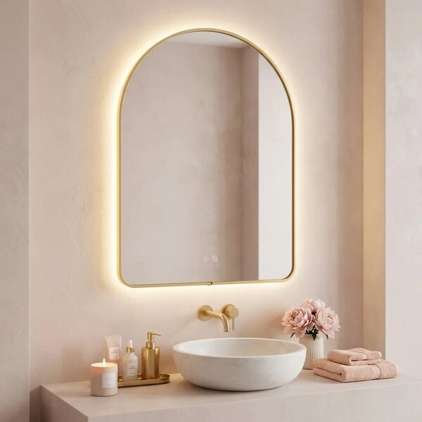 Stensko ogledalo LED 80x60cm CAMLOT Brush Gold