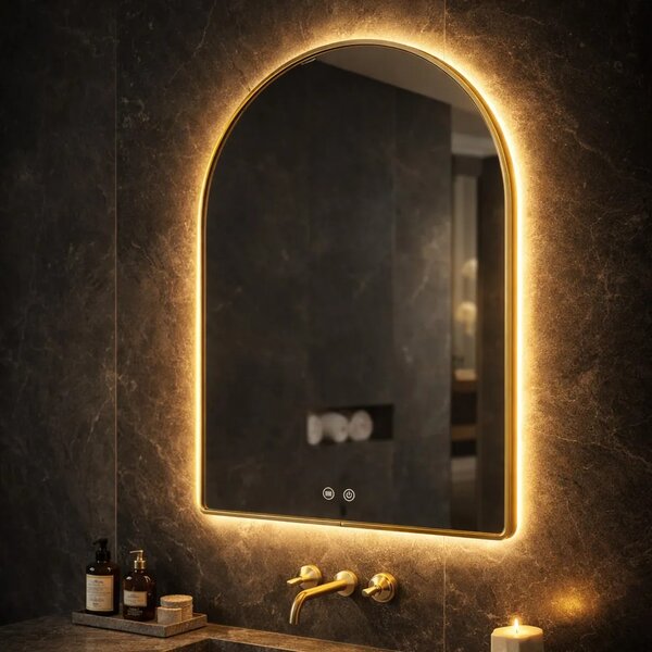 Stensko ogledalo LED 80x60cm CAMLOT Brush Gold