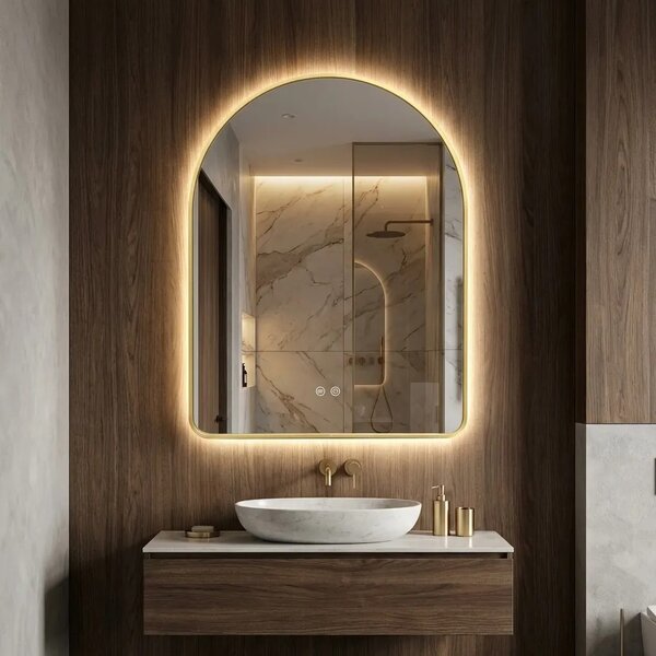 Stensko ogledalo LED 80x60cm CAMLOT Brush Gold