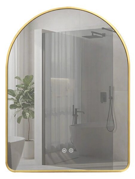 Stensko ogledalo LED 80x60cm CAMLOT Brush Gold