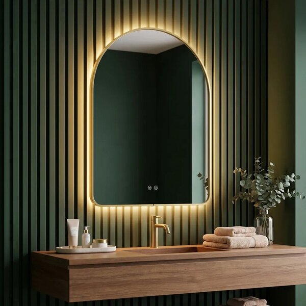 Stensko ogledalo LED 80x60cm CAMLOT Brush Gold