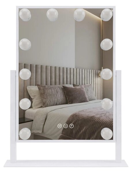 Stensko ogledalo LED HOLLYWOOD White 30x40