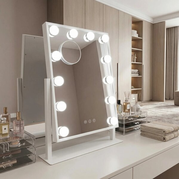 Stensko ogledalo LED HOLLYWOOD White 30x40