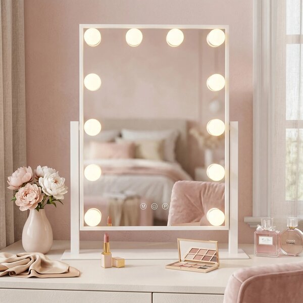 Stensko ogledalo LED HOLLYWOOD White 30x40
