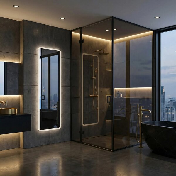 Stensko ogledalo LED 150x50cm MOL-SQ