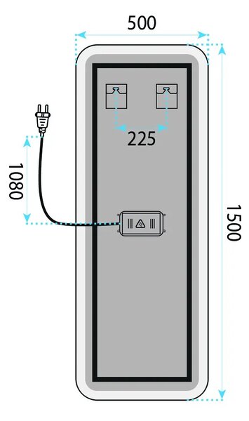 Stensko ogledalo LED 150x50cm MOL-SQ