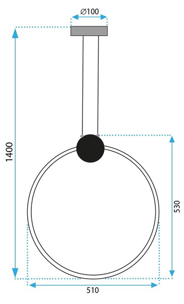 Stropna svetilka LED APP1398-CP BLACK 50cm