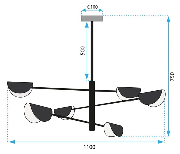 Stropna svetilka APP1261-6CP BLACK