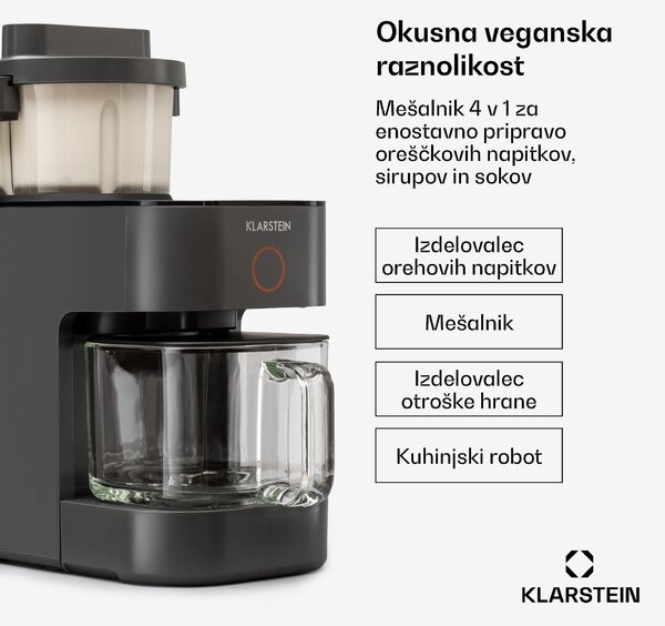 Klarstein Marcia, aparat za pripravo rastlinskega mleka, 300 – 1200 ml, 360°, upravljanje na dotik, snemljiva posoda za vodo