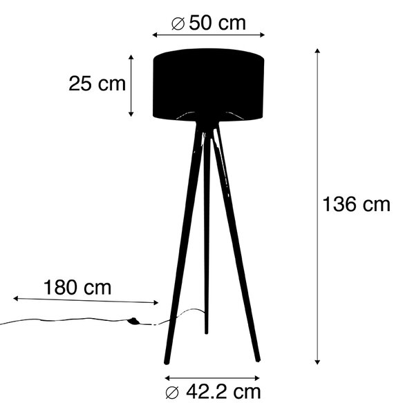 Podeželski trinožni starinski les z rdečim odtenkom 50 cm - Tripod Classic