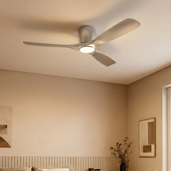 Lucande pametni LED stropni ventilator Moneno, srebrn, DC, Tuya, zatemnjen, Kovinska, Dnevna soba / jedilnica, Kovina, Sodobni