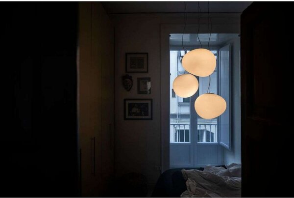 Foscarini viseča svetilka Gregg Medium, bela, višina 26 cm, zatemnjen, Bela, Dnevna soba / jedilnica, Steklo