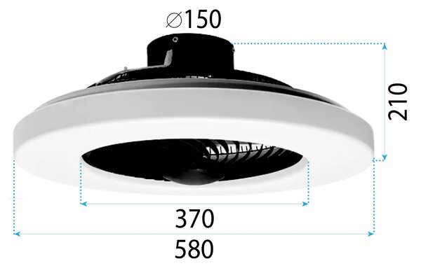 Lestenec z ventilatorjem Svetilka APP1552-C BLACK ventilator