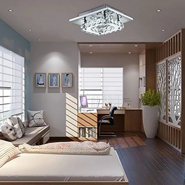 Kvadratna kristalna stropna svetilka Plafond Glamour 8W APP406-C
