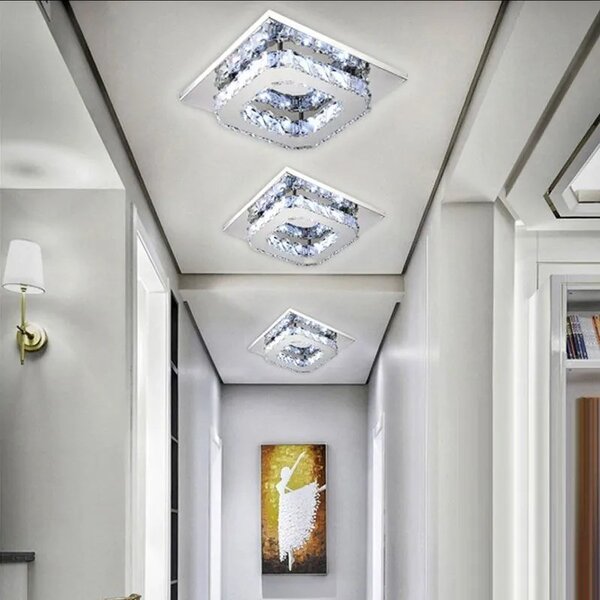 Kvadratna kristalna stropna svetilka Plafond Glamour 8W APP406-C