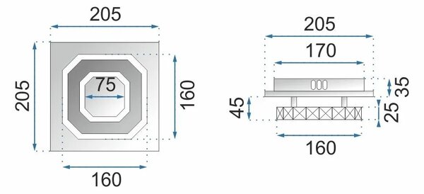 Kvadratna kristalna stropna svetilka Plafond Glamour 8W APP406-C