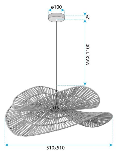 NARAVNA BOHO OBESEK STROPNA SVETILKA APP1737-1CP 50CM