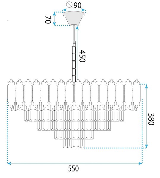 Obesna svetilka s kristali G049-CP 60CM