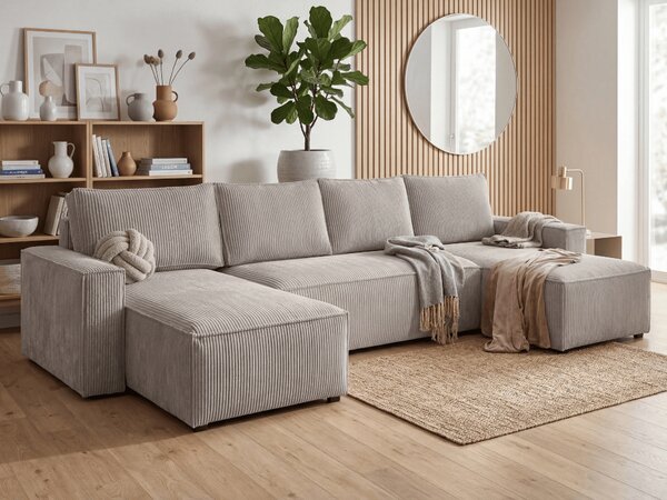 Sedežna garnitura v obliki črke U SMART COSARO 295x140 cm, bež