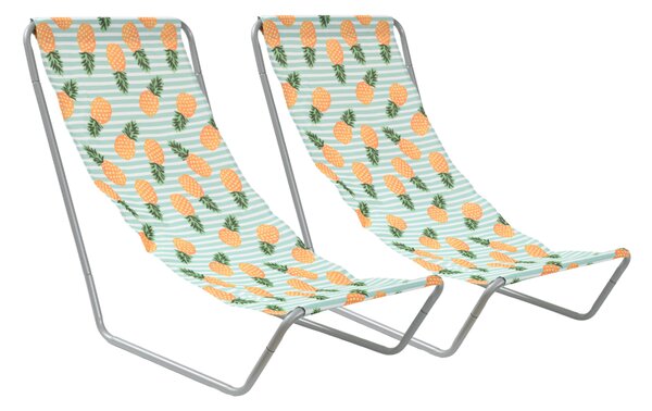 Set 2 kosov zložljivih plažnih ležalnikov SAND PINEAPPLE, barvni