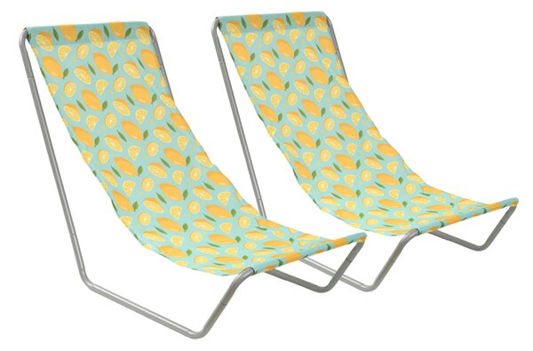 Set 2 kosov zložljivih plažnih ležalnikov SAND LEMON, barvni