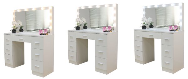 JAKS Toaletna mizica Hollywood Deluxe bela z LED osvetlitvijo