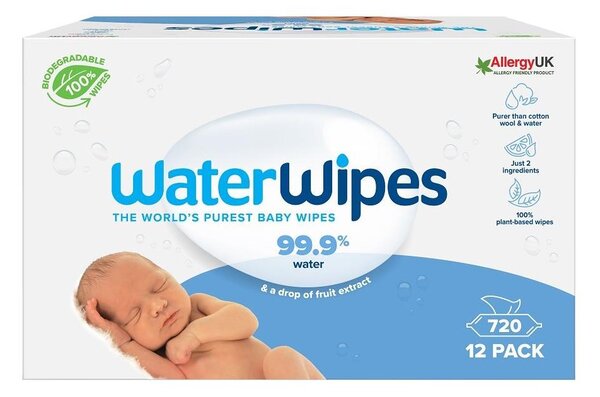 WaterWipes - SET 12x Vlažni robčki brez plastike 60 kom. (720 kom.)