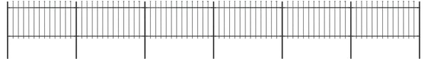 VidaXL Vrtna ograja s koničastimi vrhovi jeklo 10,2x1 m črna