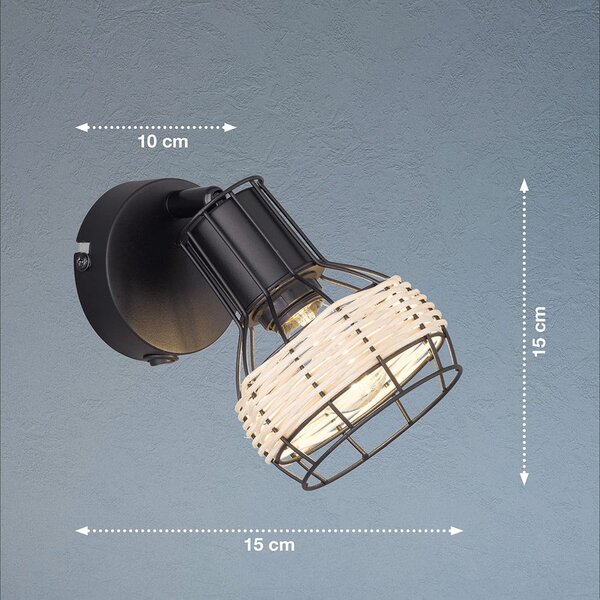 Črna stenska svetilka Straw – Fischer & Honsel