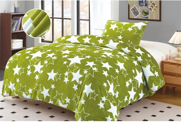 Posteljnina mikropliš STAR zelena Dimenzije posteljnine: 70 x 90 cm | 140 x 200 cm