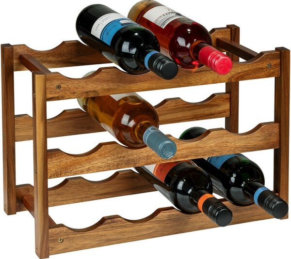 Wenko Fondi stojalo za vino iz akacije za 12steklenic, 28 x 21 x 42 cm