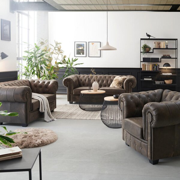CHESTERFIELD ZOFA, temno rjava usnje