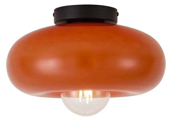 Retro črna stropna svetilka z oranžnim steklom 30 cm - Glaze
