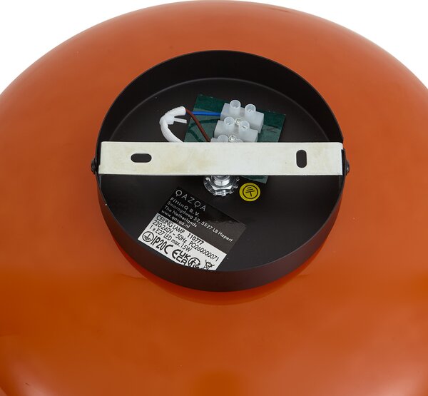 Retro črna stropna svetilka z oranžnim steklom 30 cm - Glaze