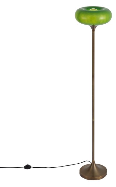 Retro stoječa svetilka temni bron z zelenim steklenim senčnikom 150 cm - Glaze