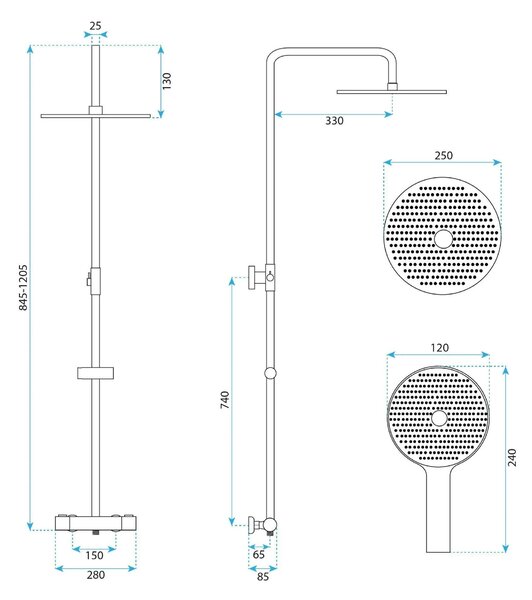 Tuš set s termostatom Rea Drop Brush Copper