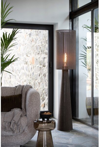 Rjava stoječa svetilka s tekstilnim senčilom (višina 180 cm) Micky – Light & Living